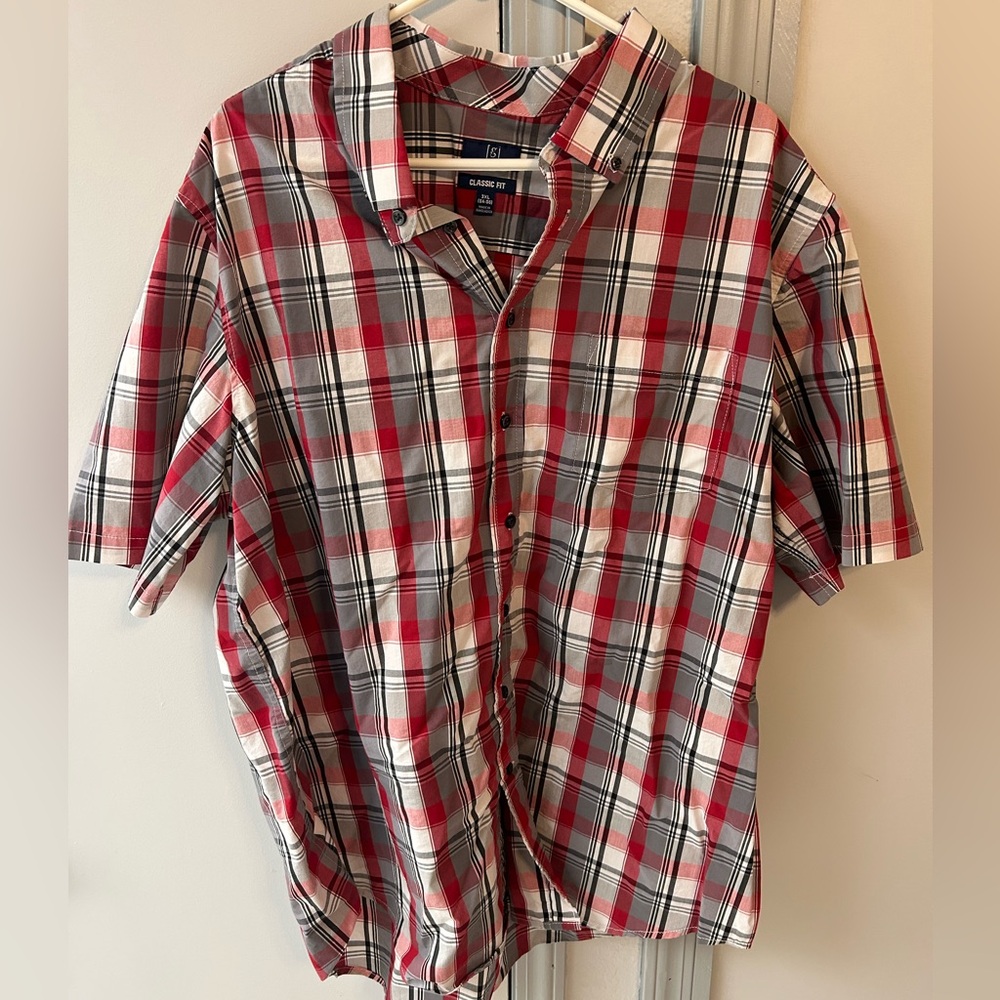 George Men’s Classic Fit Red Plaid Shirt Size 3XL